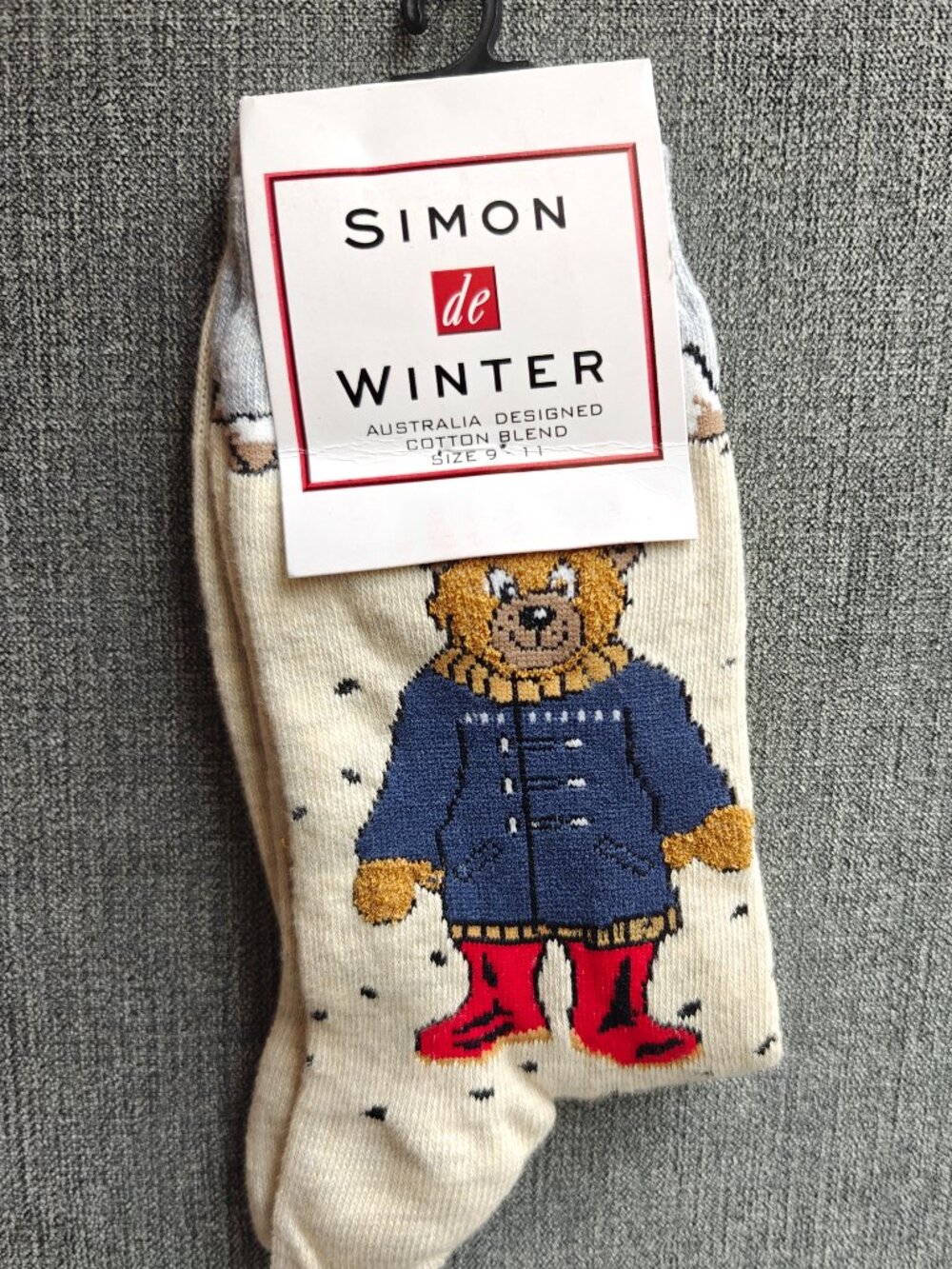 NWT Simon de Winter Duffle Coat Teddy Bear Knit Crew Socks Winter Vintage